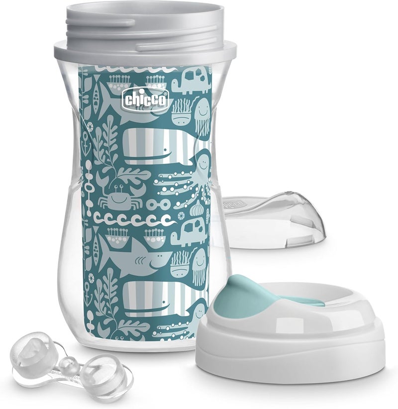 Chicco Double-Wall Insulated Sippy Cup with Bite-Proof Rim Spout and Spill-Free Lid 9oz. | Top-Rack Dishwasher Safe | Easy to Hold Ergonomic Indents | Ocean Print/Surf, 2pk | 12+ months - Image 5
